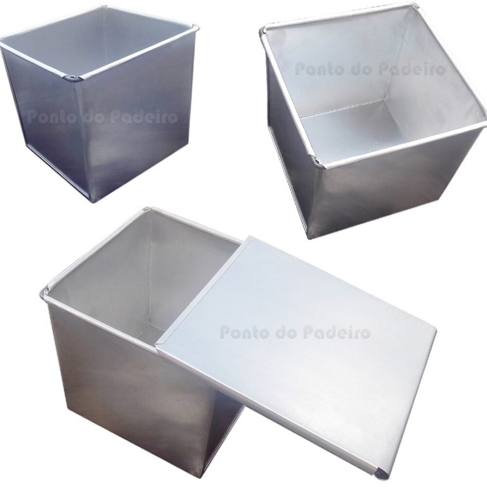 FORMA PAO DE MIGA – ALUMINIO – C/ TAMPA – 15 X 15 X 15-0